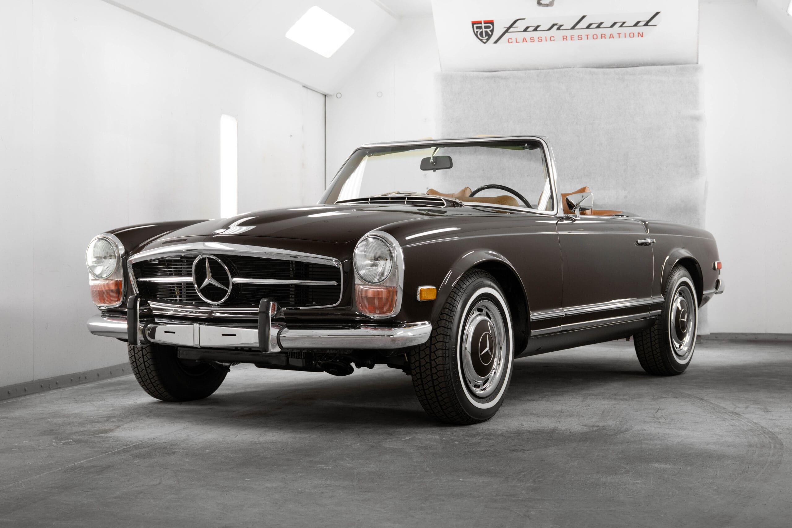 mercedes tobacco brown 1970 Mercedes-Benz 280SL, finished in with Cognac Extended Leather Upholstery, tan soft top and tan hard top. Link in comments 2012 Mercedes-Benz GL450 New